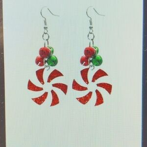 Peppermint Swirl and Glitter Two Sided Look Earrings